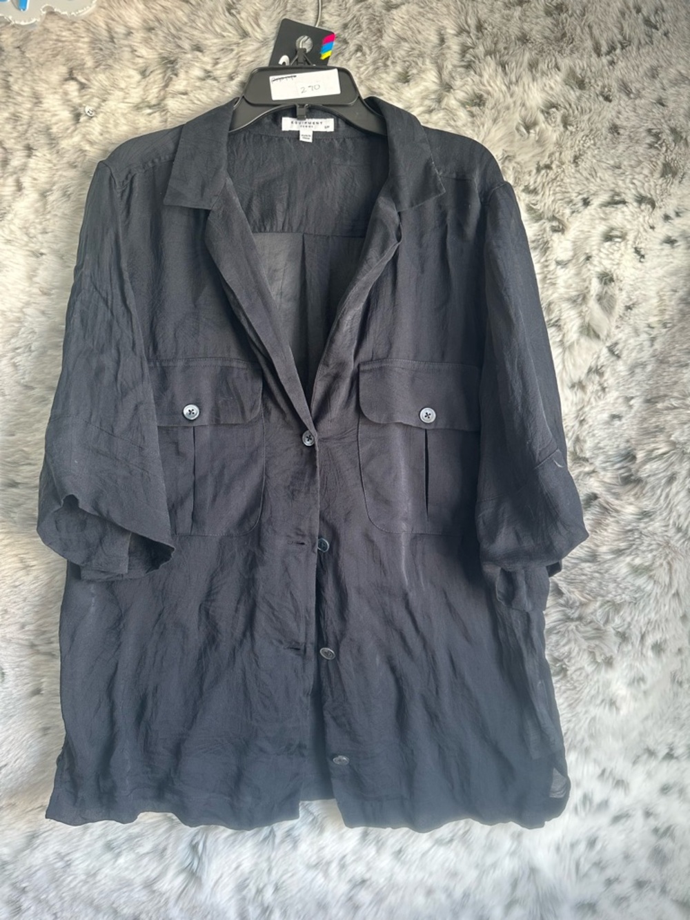 69. Equipment femme silk top sz s black. Like new
